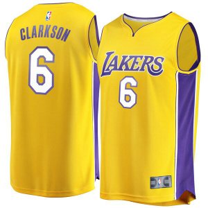 Camiseta Jordan Clarkson 6 Los Angeles Lakers Icon Edition Amarillo Hombre